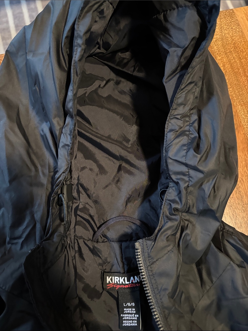 Classic Black Hooded Long Light Weight Wind/Raincoat Jacket - Picture 7 of 16